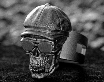 Anello da motociclista in argento sterling: teschio Anello da motociclista in argento sterling: teschio