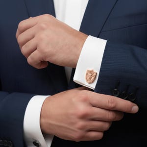 St Michael Cufflinks, Archangel Accessory, Christian Gift, Faith Cufflinks, Religious Accessory, Angelic Cufflinks, Devotion Accessory Rose Gold Finish