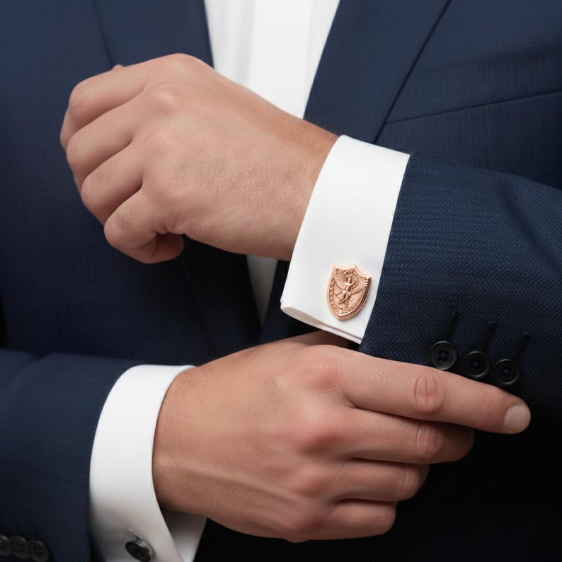 St Michael Cufflinks, Archangel Accessory, Christian Gift, Faith Cufflinks, Religious Accessory, Angelic Cufflinks, Devotion Accessory Rose Gold Finish