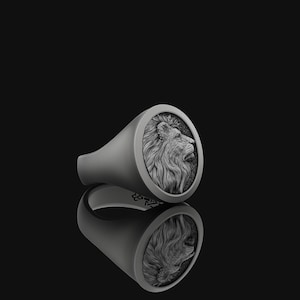 925 Silver Men's Gift Maned Lion King Signet Ring Jewelry Gift for him Sterling Silver, Adjustable Jewelry Ring, Christmas, Birthday