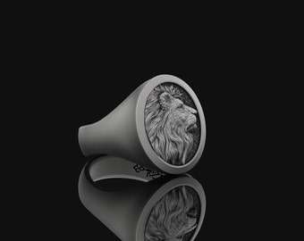 925 Silber Herren Geschenk Mähnen König der Löwen Siegelring Schmuck Geschenk für Ihn Sterling Silber, Verstellbarer Schmuck Ring, Weihnachten, Geburtstag