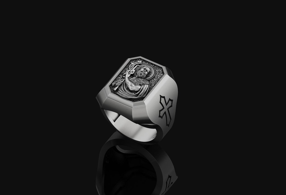 St John the Baptist Sterling Silver Signet Ring, Christian Jewelry - Etsy