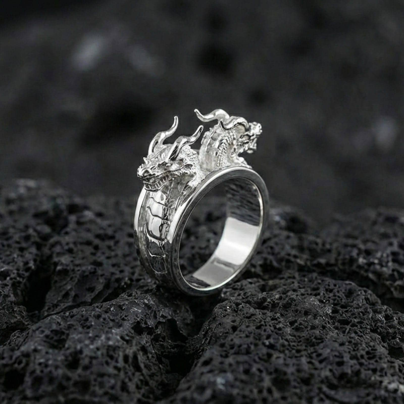 Sterling Silver Twin Dragons Ring, Mythical Jewelry - Etsy