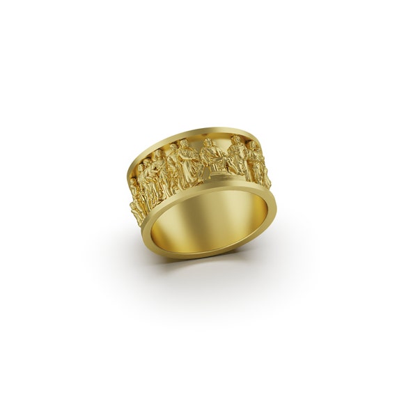 Anillo griego antiguo de oro macizo banda pesada y elegante anillo con personas de Roma joyas de diseno antiguo anillo unico de plata para bodas y compromisos Etsy Mexico