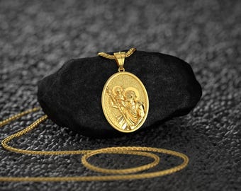 Catena San Cristoforo Acciaio Collana San Cristoforo In Acciaio Inossidabile - Ciondolo Del Santo Protettore Dei Viaggiatori, Regalo Portafortuna Regalo San Cristoforo In Argento Catena San Cristoforo Acciaio Collana San Cristoforo In Acciaio Inossidabile - Ciondolo Del Santo Protettore Dei Viaggiatori, Regalo Portafortuna Regalo San Cristoforo In Argento