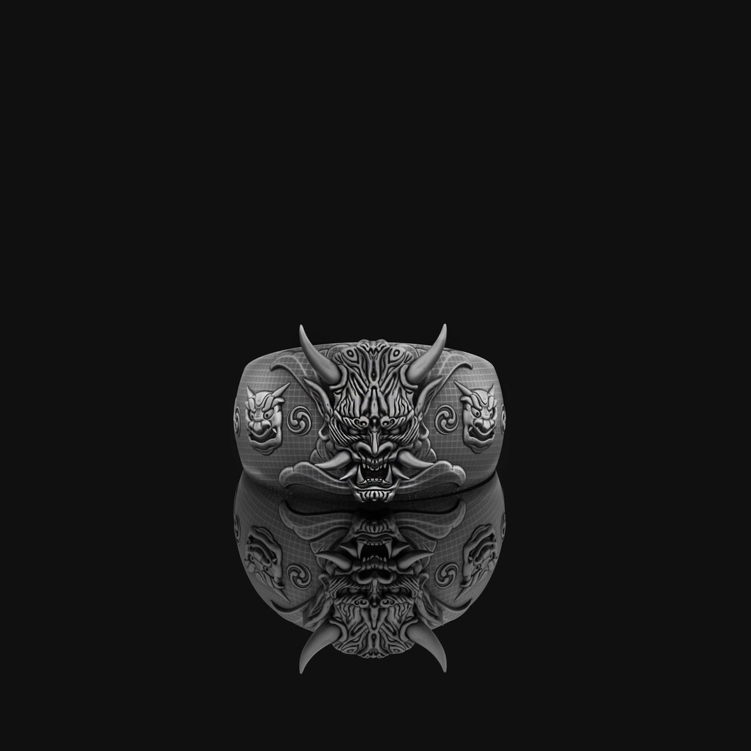 Oni Mask Ring, Demon Ring, Hannya Mask Ring, Biker Ring, Japanese, Devil Ring, Samurai Ring, Oni