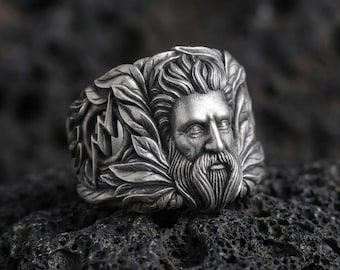 Anillo de plata de ley Zeus, dios griego, deidad celestial