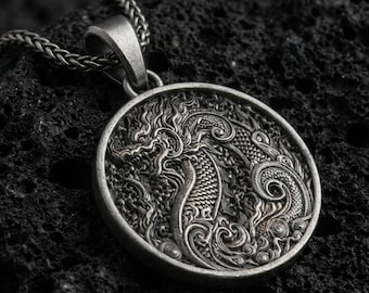 Dragon Medallion Necklace, Fantasy Amulet Pendant