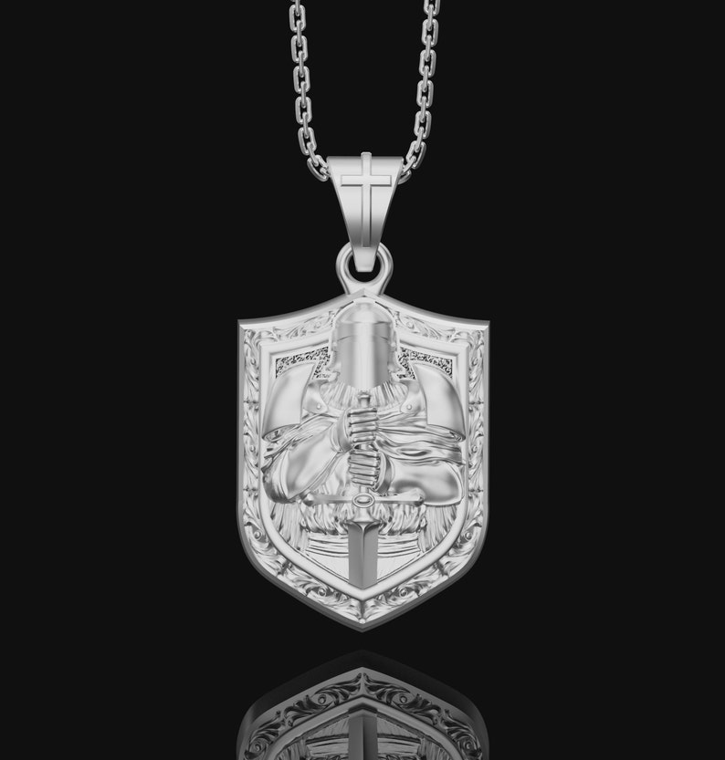 Silver Crusader Pendant Christian Templar Knight Necklace Mens - Etsy