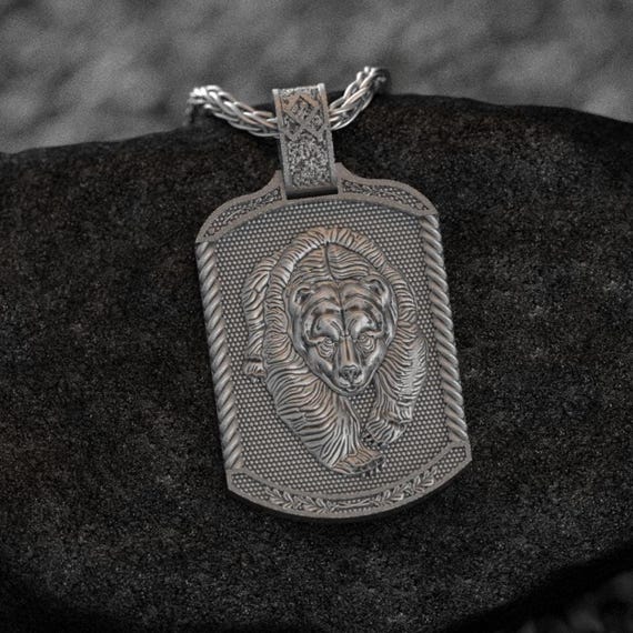 Oxidized Sterling Silver Bear Pendant – Wilderness Power Animal Necklace