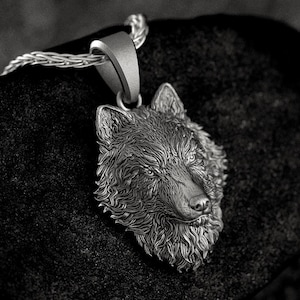 Silver Wolf Head Pendant • Fierce Animal Totem Necklace • Viking Wolf Spirit Jewelry Gift