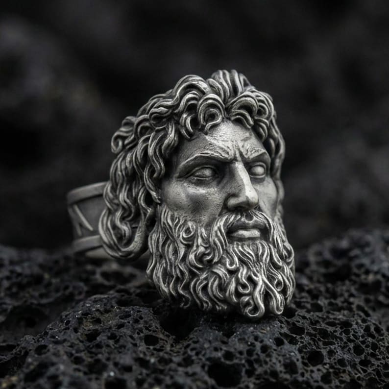 Sterling Silver Zeus Ring, Greek Mythology Signet - Etsy