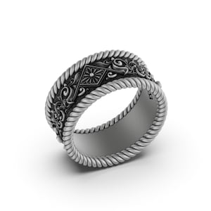 Bague fleur et feuilles, élégant bijou floral en argent, parfait à porter au quotidien, cadeau idéal pour les amoureux de la nature