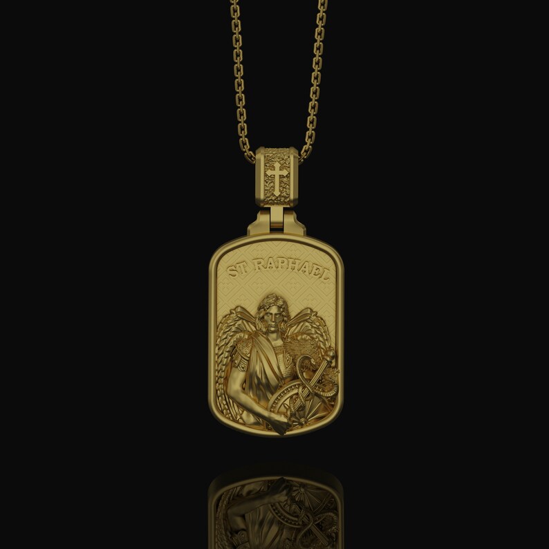 Silver Saint Raphael Pendant - Archangel Raphael Necklace, Healing ...