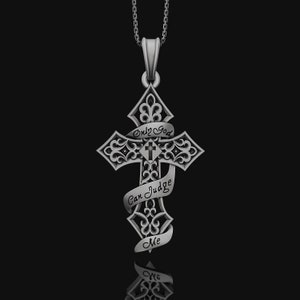 Cruz gótica de plata &quot;Solo Dios puede juzgarme&quot;, joyería cristiana, regalos para cristianos, ortodoxos, regalo católico de San Valentín, regalo de cumpleaños