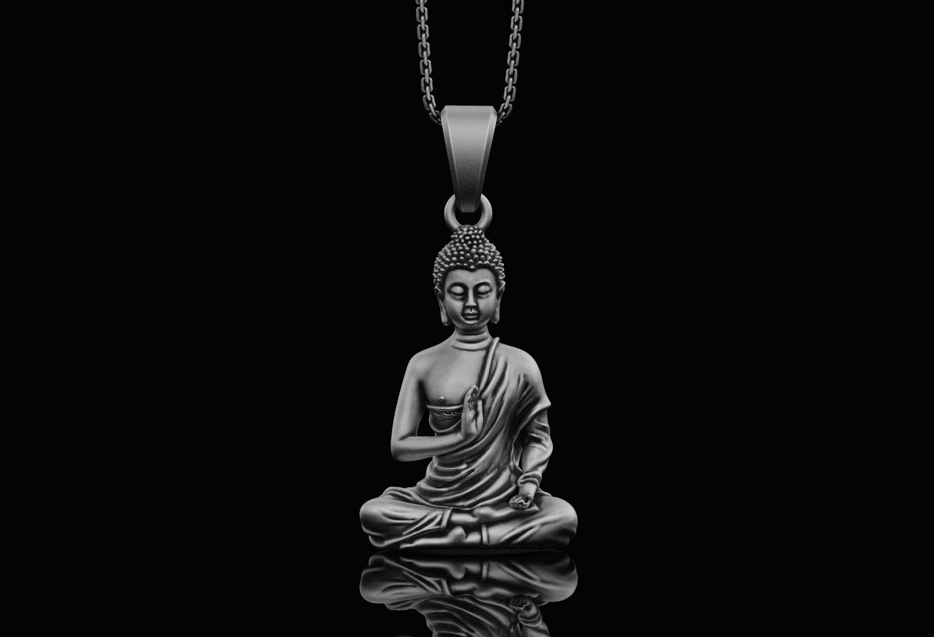Silver Sitting Buddha Necklace Yoga Jewelry Meditation Etsy