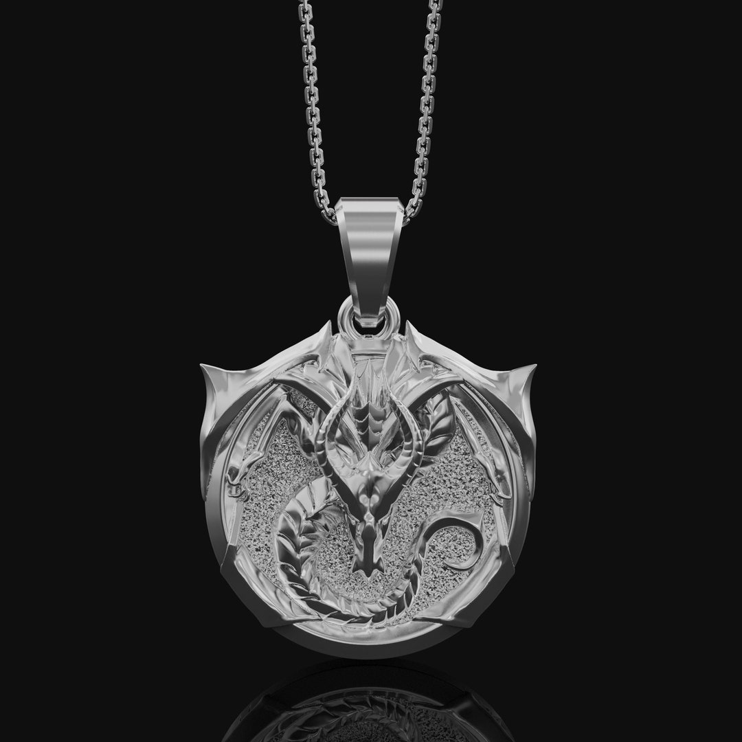 Silver Dragon Pendant Personalized Gift for Boyfriend Mythological