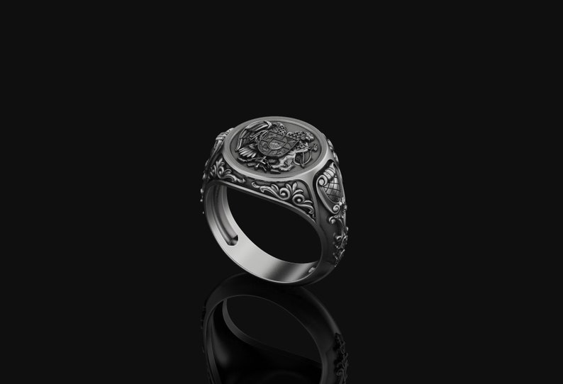 Armenian Coat of Arms Silver Signet Ring Jewelry Gift Daily - Etsy