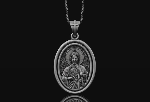 Rotating Saint Jude the Apostle Pendant Christian Amulet Unisex Religious  Medallion Necklace Pendant Christianity Jewelry Christian Gifts 