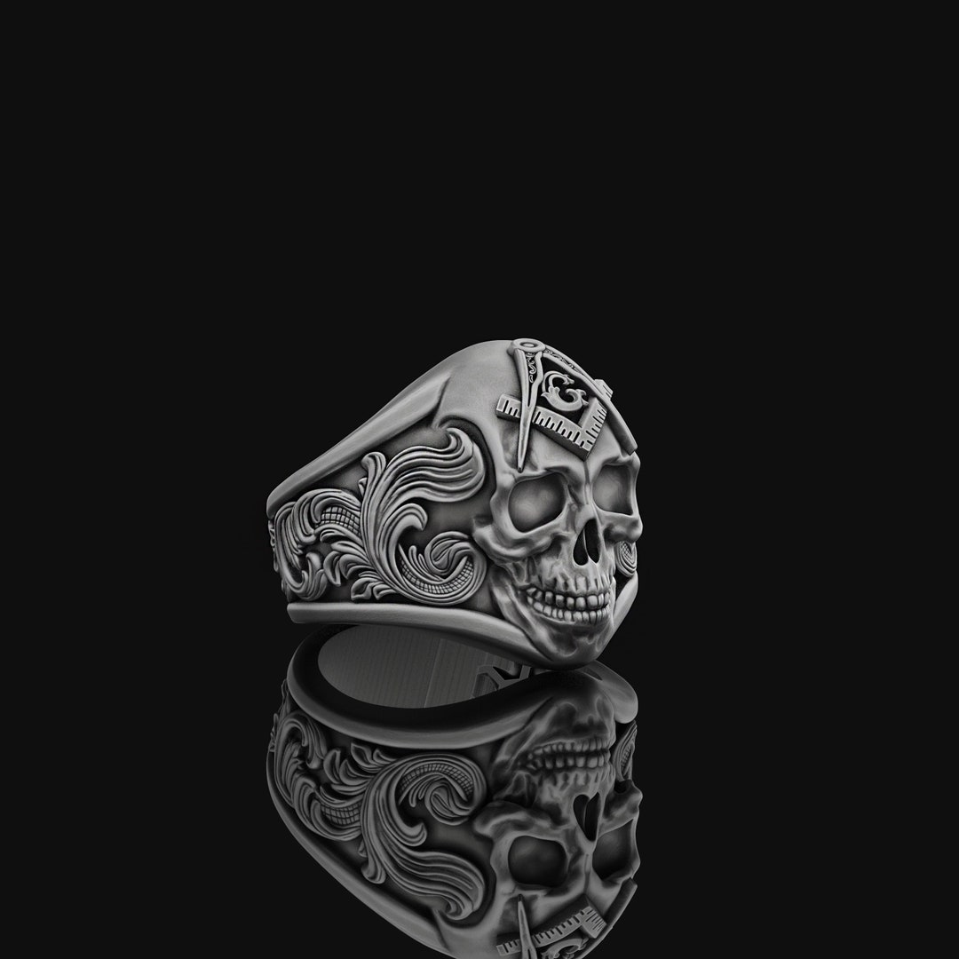 Silver Masonic Skull Ring, Master Mason Ring, Masonic Jewelry ...
