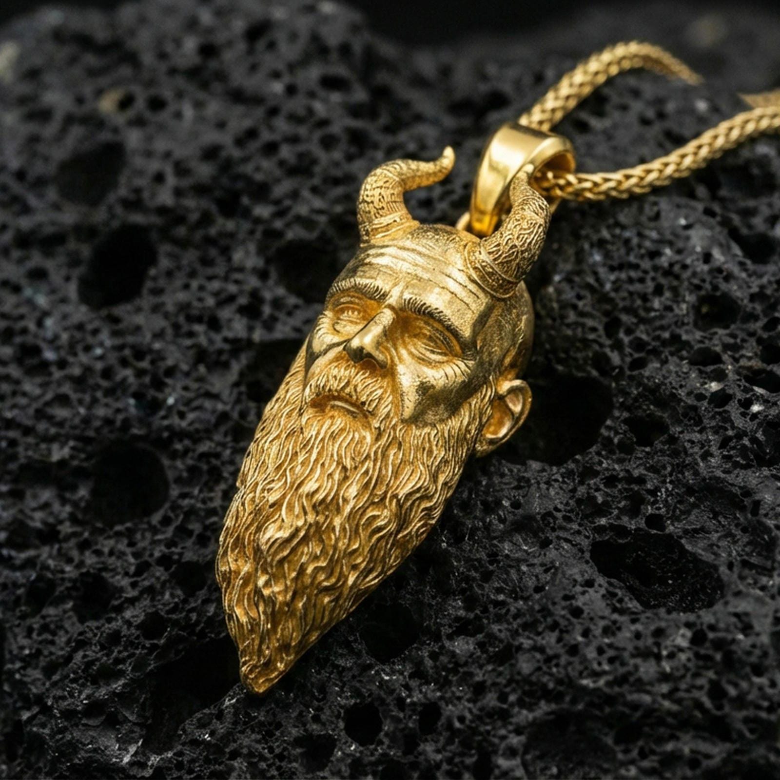 Sterling Silver Mimir Head Pendant, Norse Mythology Viking