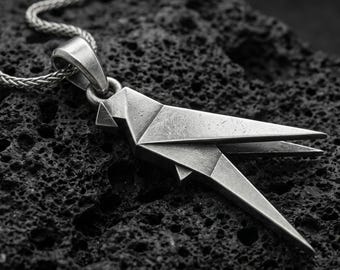 Origami Papagei Halskette - Sterling Silber Tropischer Vogel Anhänger