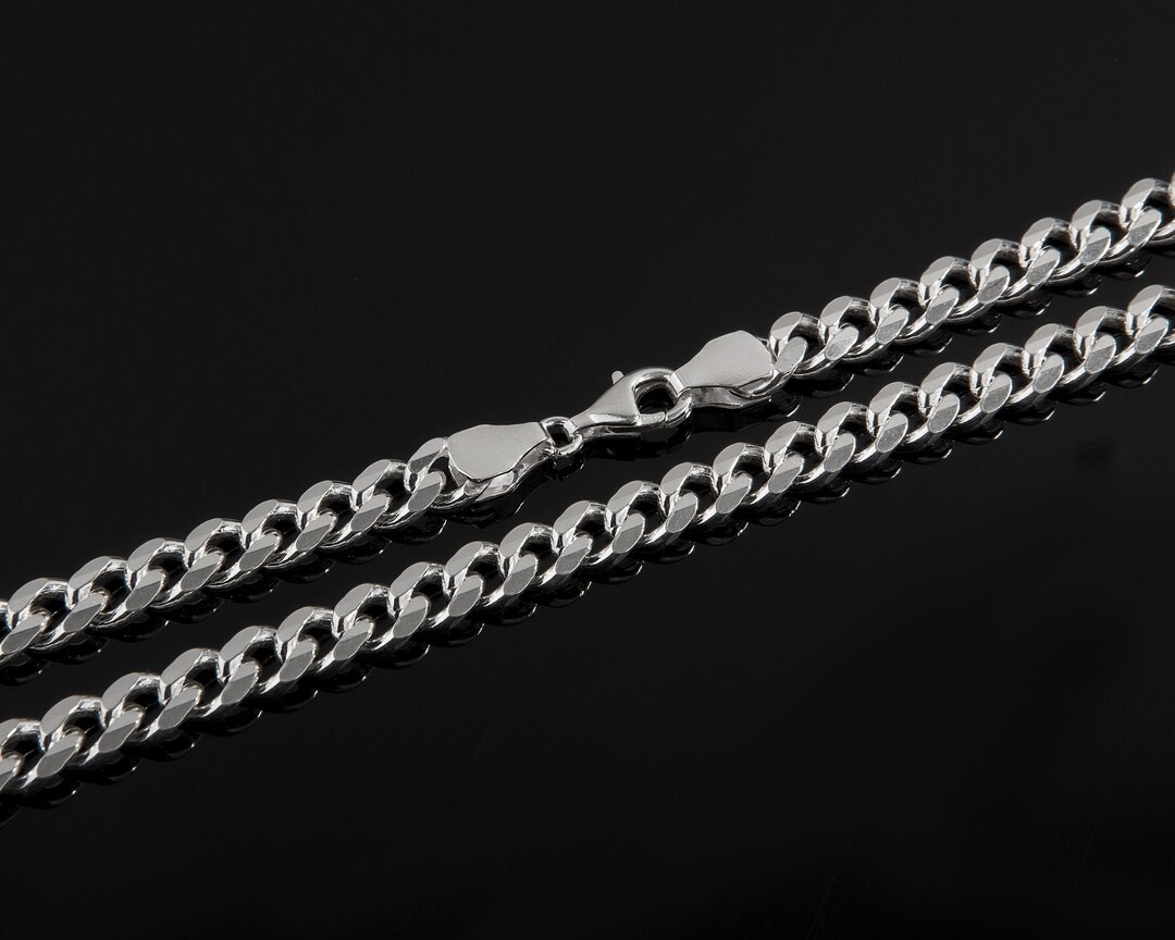 Silver Cuban Link Chain, 7.20mm 5.75mm 3.80mm Gourmet Cuban Curb Chain