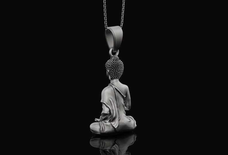 Silver Sitting Buddha Necklace Yoga Jewelry Meditation Etsy