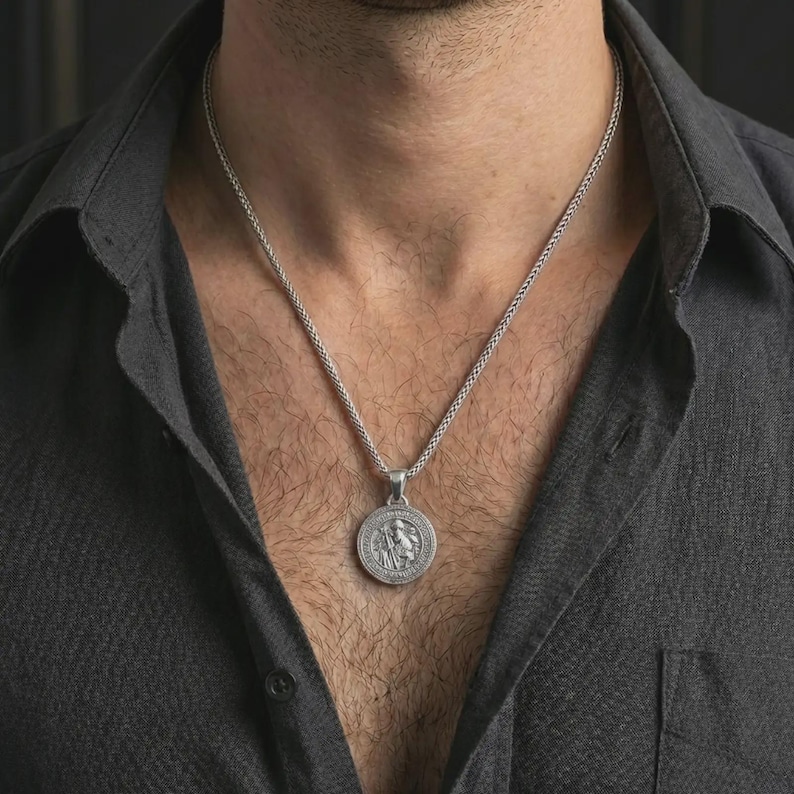 Sterling Silver St. Benedict Medal – Religious Protection Pendant - Etsy