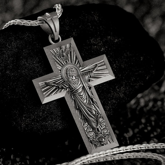 Collana Con Ciondolo Religioso A Forma Di Croce Cristiana Dell'Ascensione Di Gesù, In Argento Massiccio 925, Regalo Per Compleanno, Natale, Accessorio Di Gesù Cristo. - Italia - Foto 5