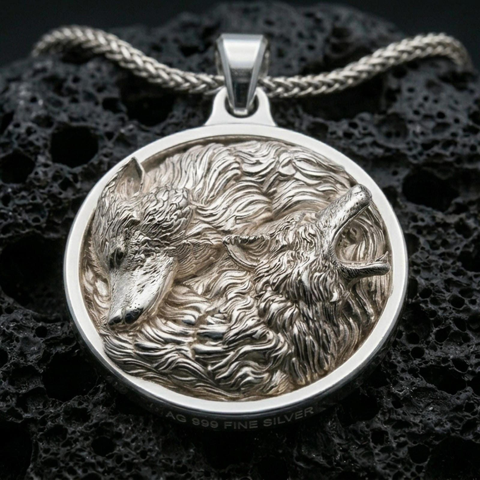 Sterling Silver Twin Wolf Pendant Necklace – Wolfpack Jewelry - Etsy