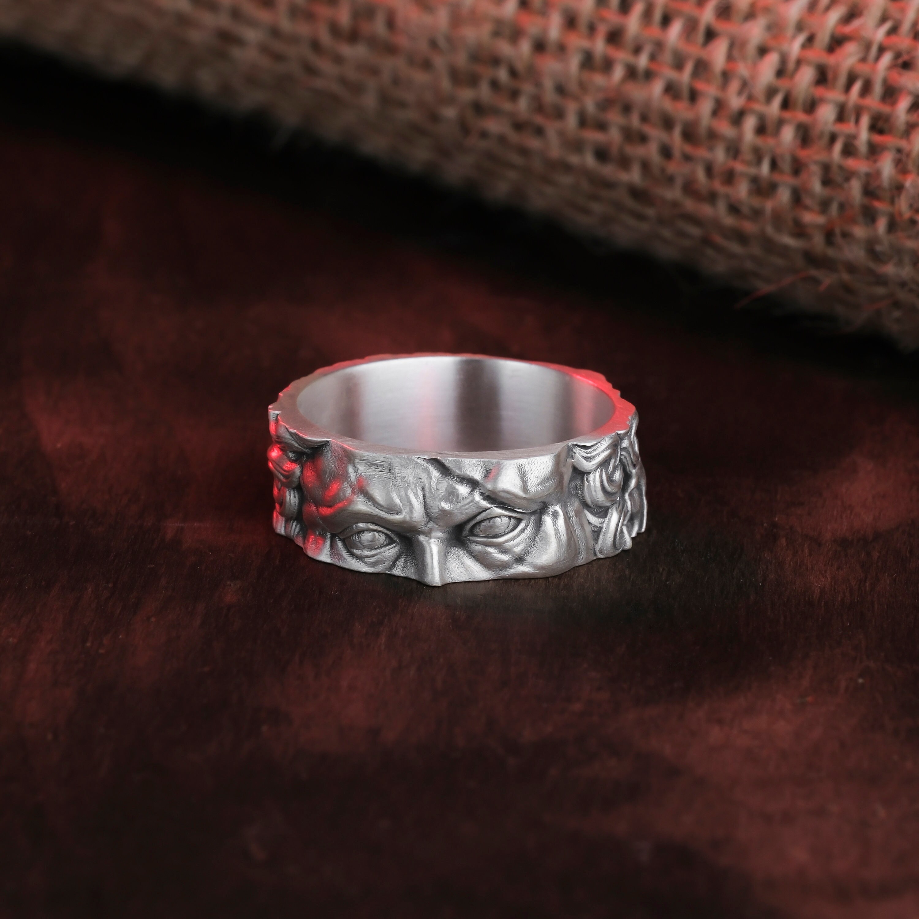 Silver Michelangelo's Moses Renaissance Art Sculpture Band Ring Artificial Jewelry Virtus Italian Artist Fine Art Accessory