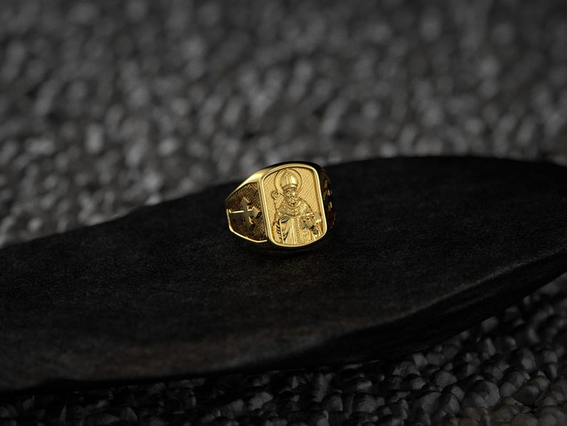 Saint Nicholas Ring – Sterling Silver Orthodox Bishop Signet Ring ...