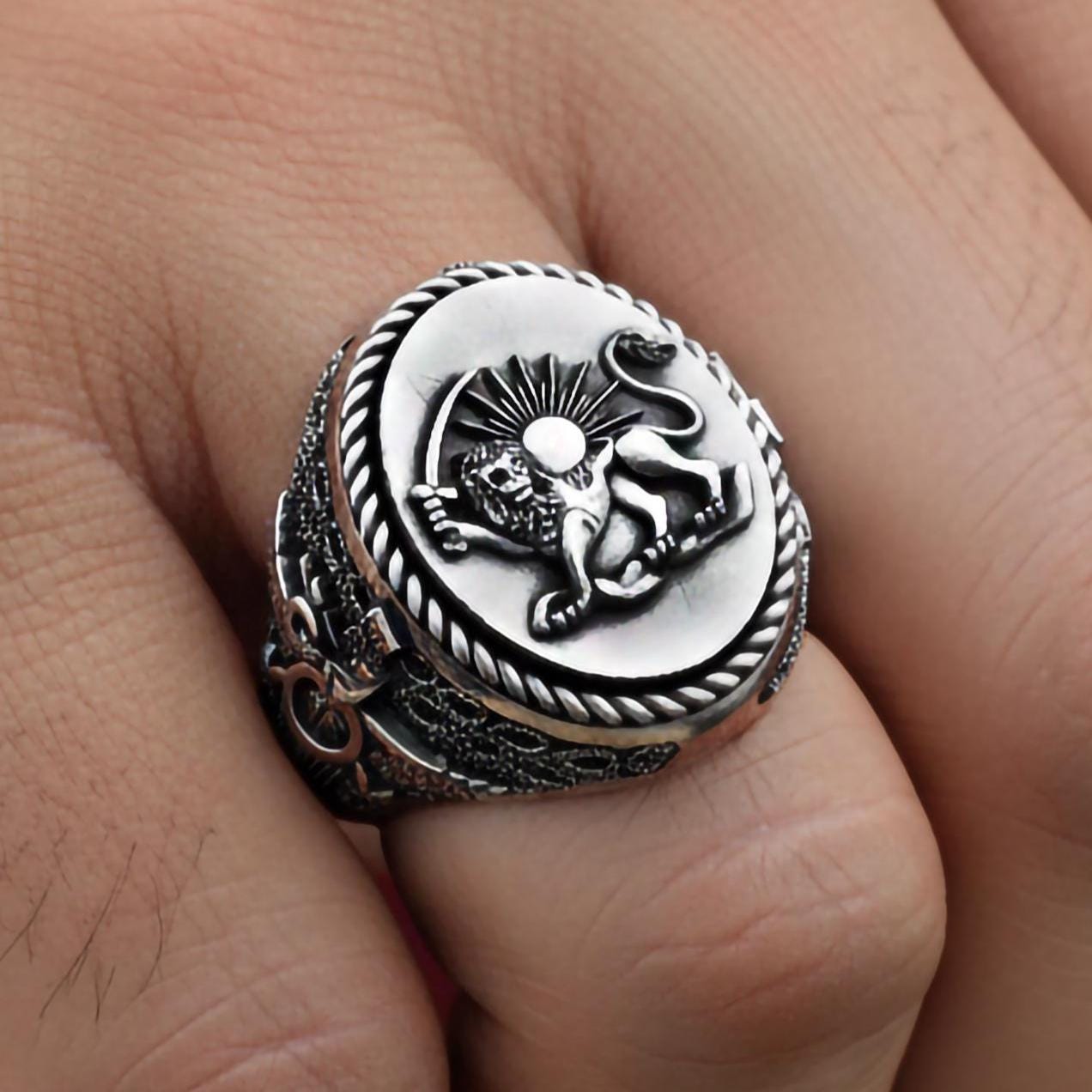 Lion Sun Ring, Faravahar Ring, Persian Symbol Ring, Heritage Gift ...