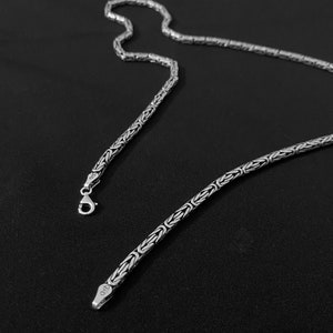 925 Silver 3.5mm Round King Byzantine Chain Necklace Gift Mens Bali Chain Gift for her Gift for him Oxidized Finish Christmas Birthday
