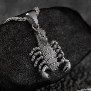 925 Sterling Silver Armored Scorpion Necklace – Bold Scorpio Pendant, Gothic Zodiac Jewelry, Power Animal Gift for Him or Her