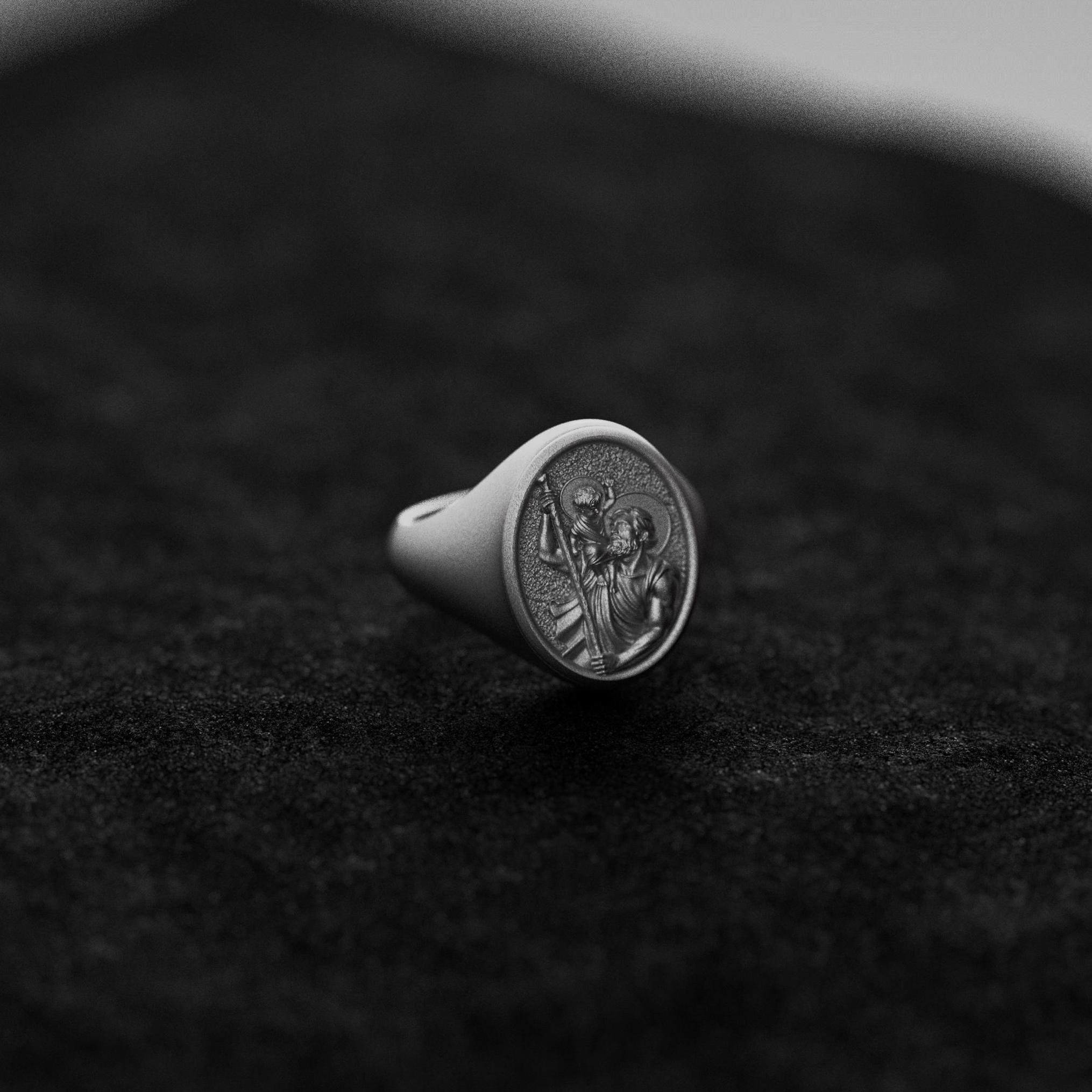 BUNNEY St. Christopher Heavy Signet Ring St. Christopher Heavy