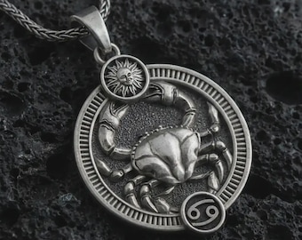 Cancer Zodiac Pendant Necklace, Horoscope Astrology Charm, Sign Jewelry