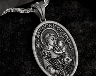 Saint Anthony of Padua Sterling Silver Medal – Catholic Patron Saint Necklace