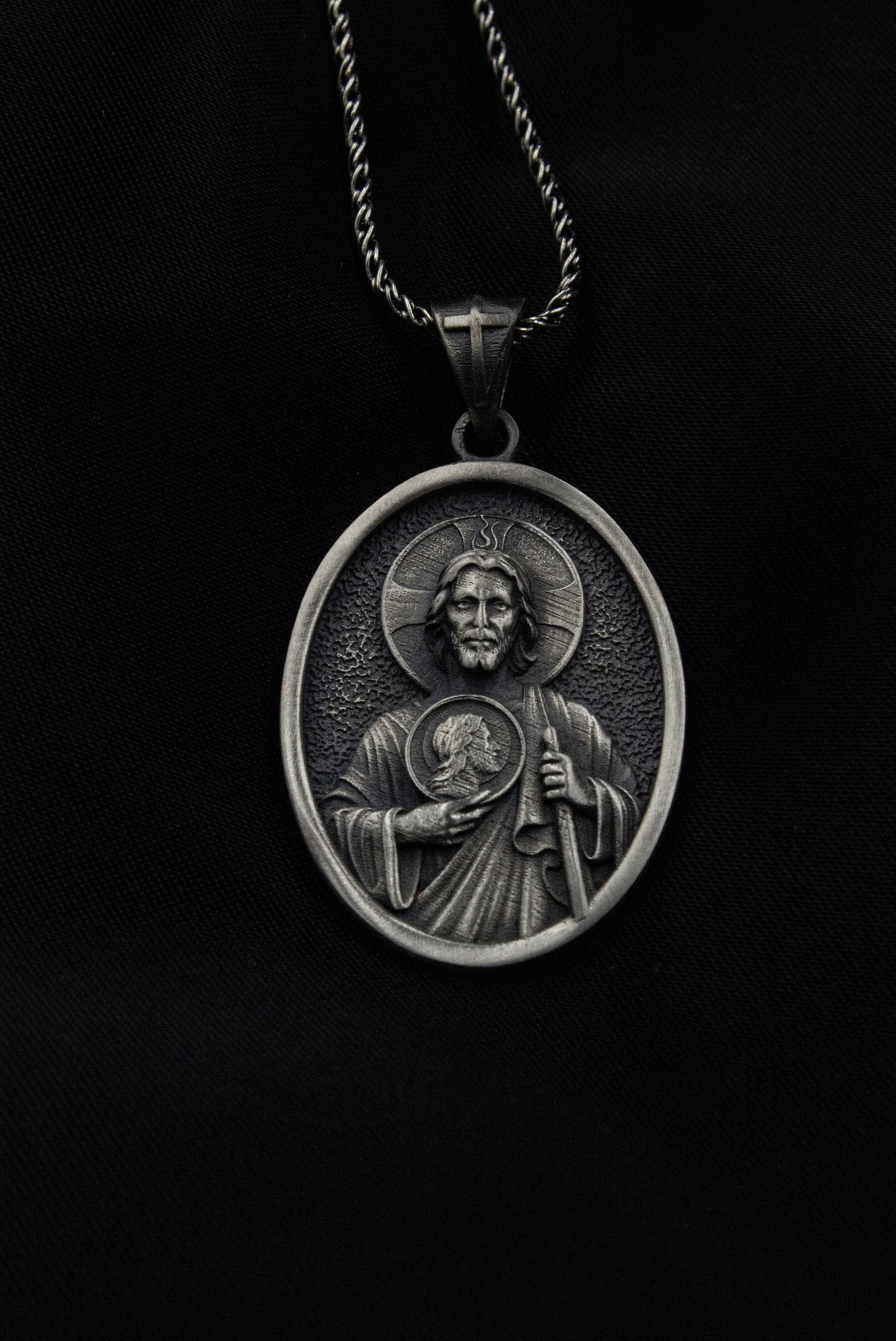 Sterling Silver Pendant Christian Amulet Mens Religious Etsy