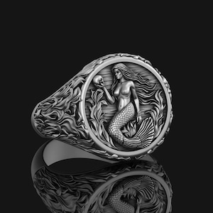 Silver Mermaid Ring - Elegant Fantasy Jewelry, Unique Ocean-Inspired Ring, Perfect Gift for Mermaid Lovers