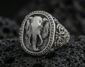 Sterling Silber Elefant Ring, Ganesha, religiöser Schmuck