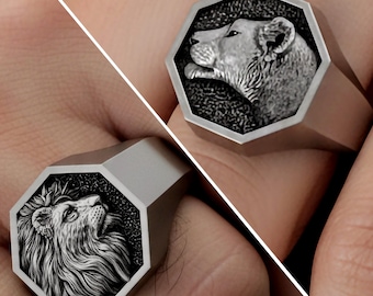 Sterlingzilveren ring met leeuw en leeuwin – Bijpassende ringen voor koppels