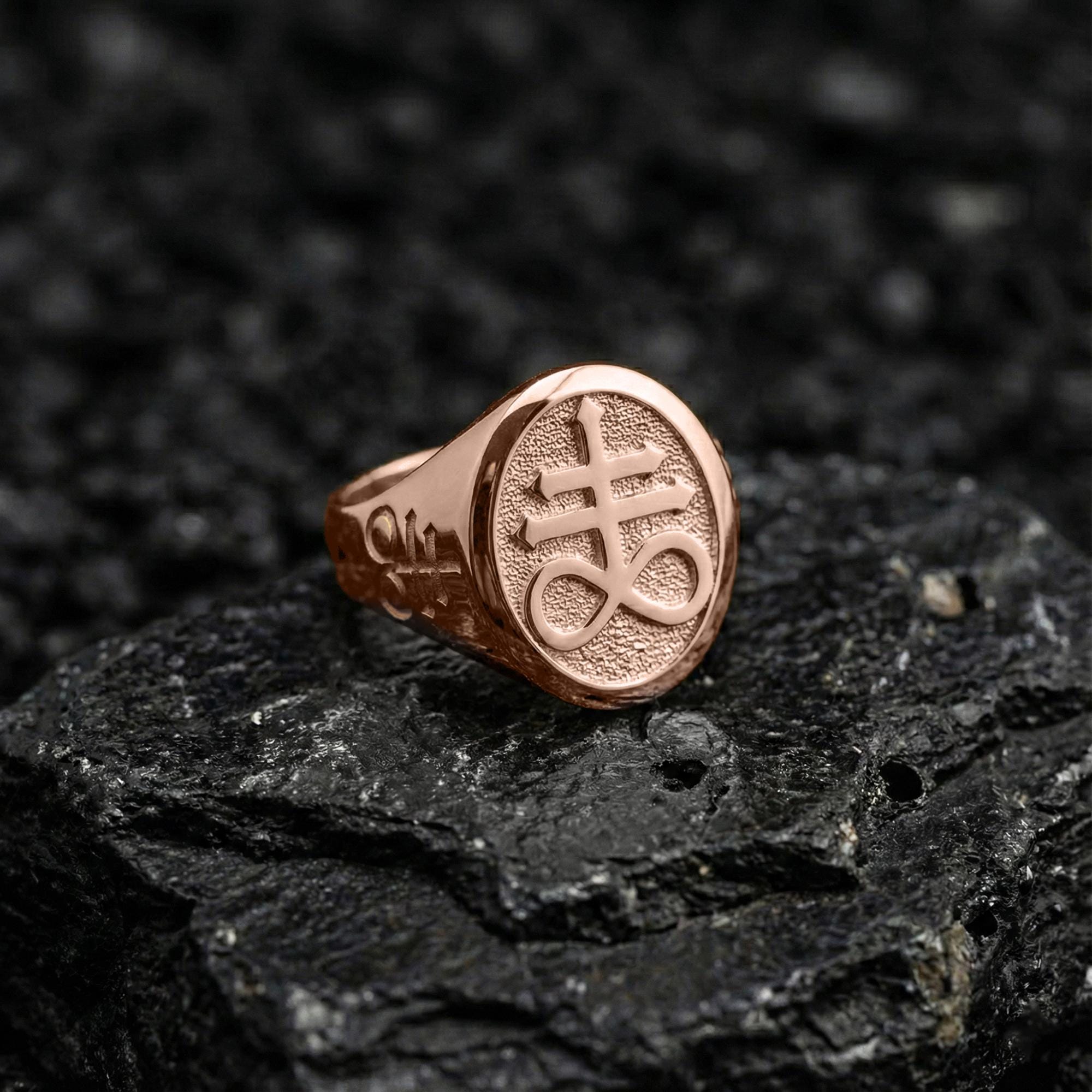 Unisex Leviathan Cross Sterling Silver Ring - Lucifer Sigil