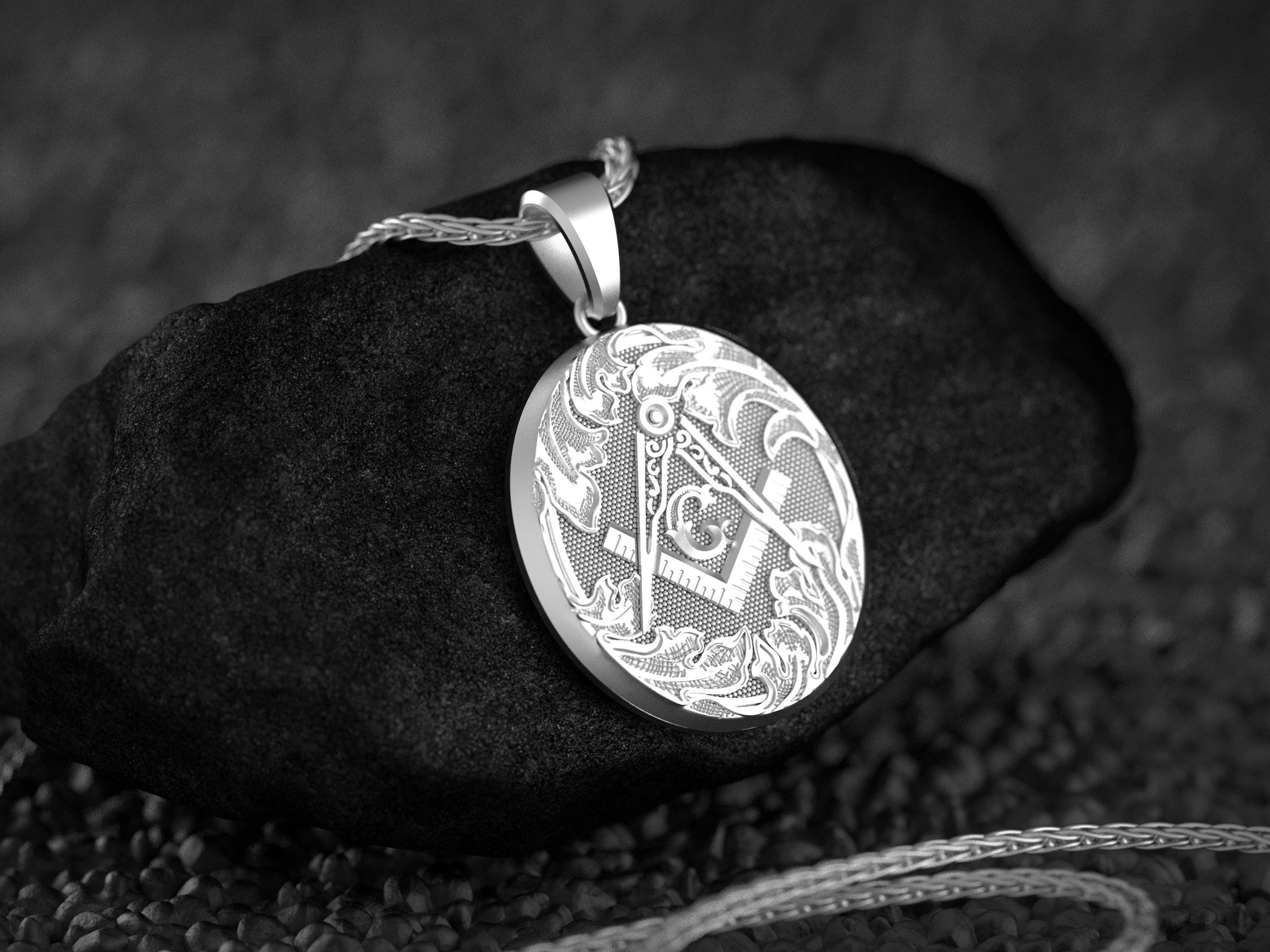 ONEFINITY Collar Masónico De Plata De Ley 925 Con Colgante De Masones Aceptados Y Gratuitos, Símbolo