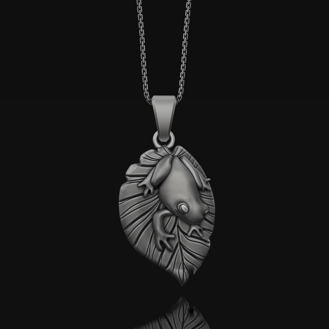 Frog on a Leaf Pendant Frog Necklace Frog Charm Toad Etsy