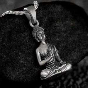 Silver Buddha Necklace • Meditating Buddha Pendant for Peace & Mindfulness • Zen Jewelry Gift