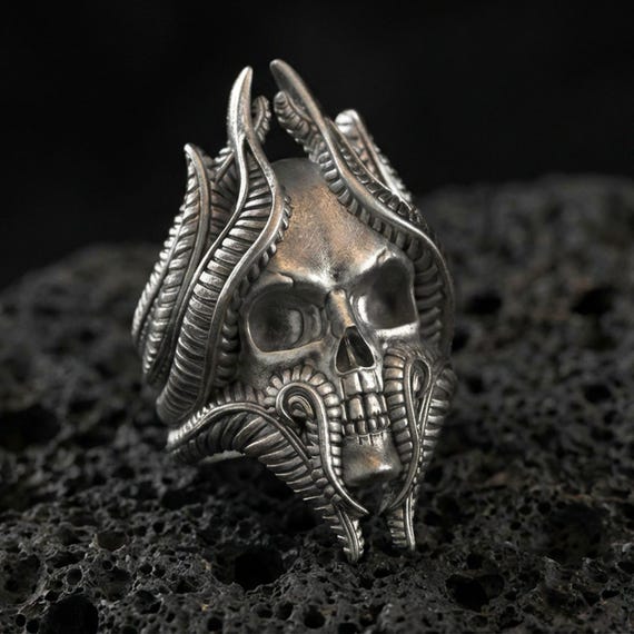 Sterling Silver Lich Skull Ring – Gothic Wizard Jewelry, D&D - Etsy