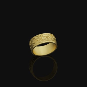 Bague vague, bague en argent gravée, bague pour homme à motif vague, bague pour homme, bague vintage de style géométrique, cadeau pour lui image 3