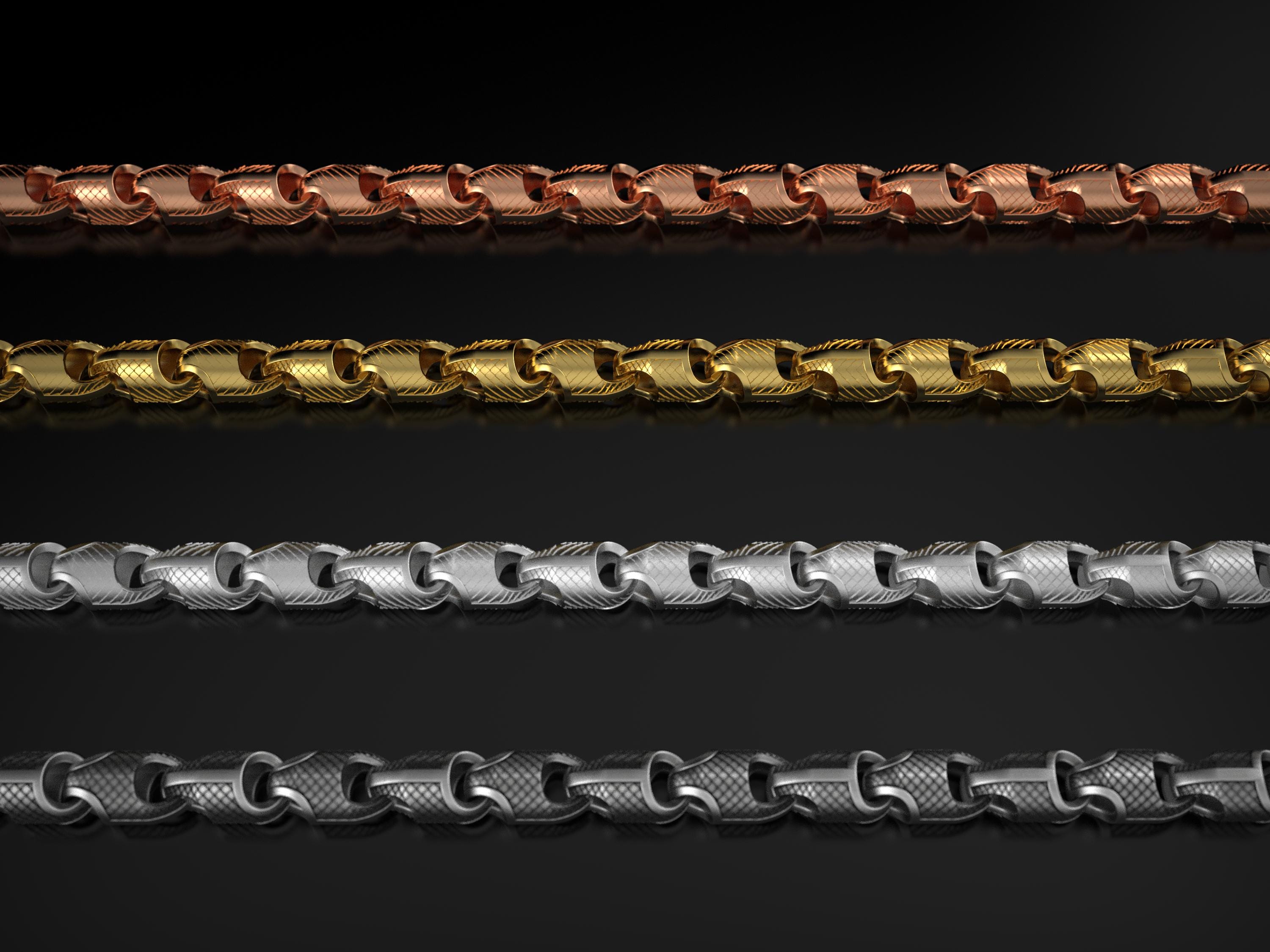 Square Scale Chain 925 Fish Scale Link Chain Necklace – Sterling Silver Wide Textured Men ...